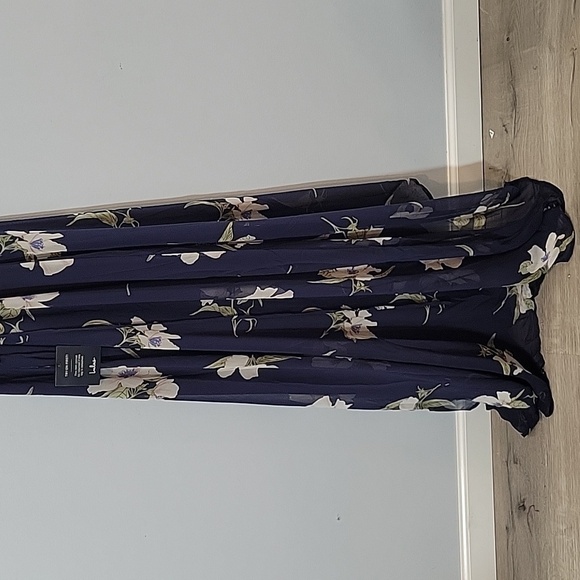 LULUS All Mine Navy Blue Floral Print High-Low Maxi Wrap Dress 65229 - Picture 10 of 13